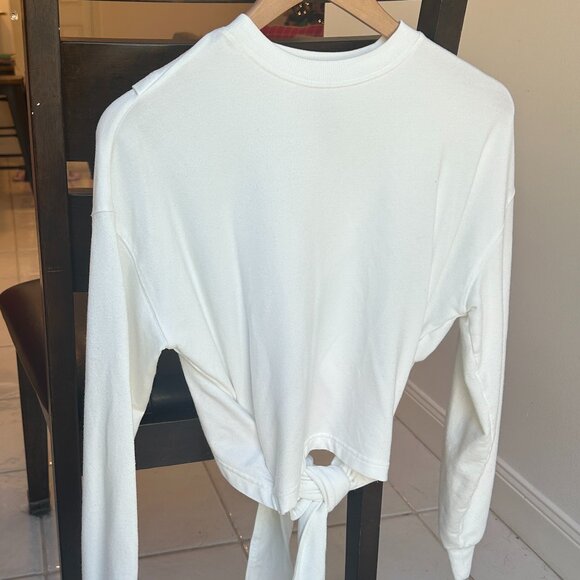 Athleta Tie Back Yoga Sweatshirt White | Size XXS - Picture 2 of 5